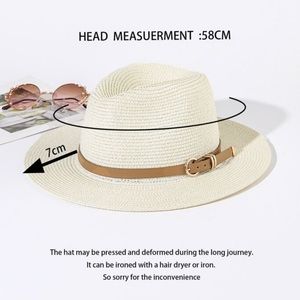 🆕 Never worn! Beige hat with brown belt and Golden buckle